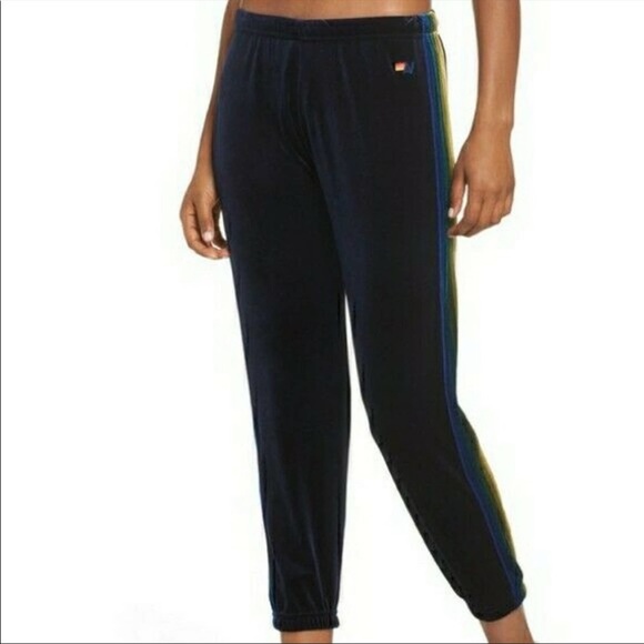 AVIATOR NATION CLASSIC VELVET WOMEN'S SWEATPANTS - NAVY - Picture 1 of 8